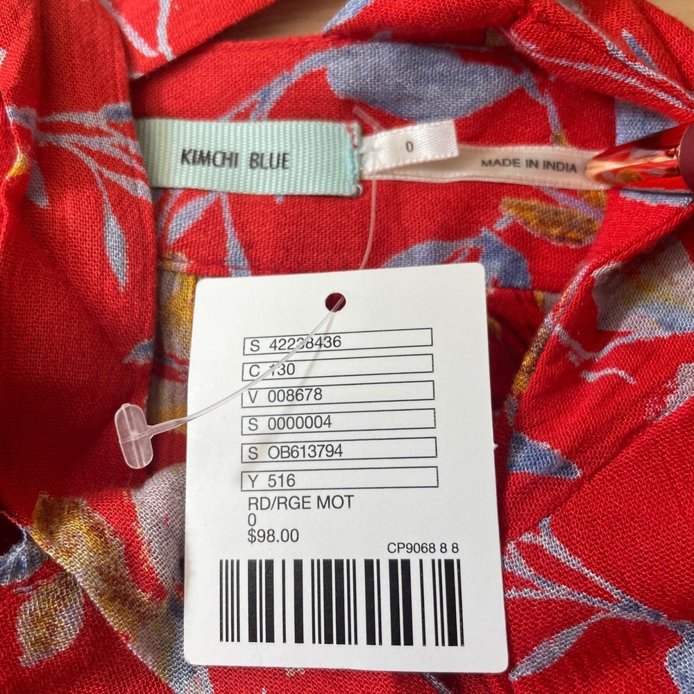 Kimchi Blue Red Floral Halter Maxi Dress Keyhole Cutout Slit Size 0 NWT - Picture 8 of 12